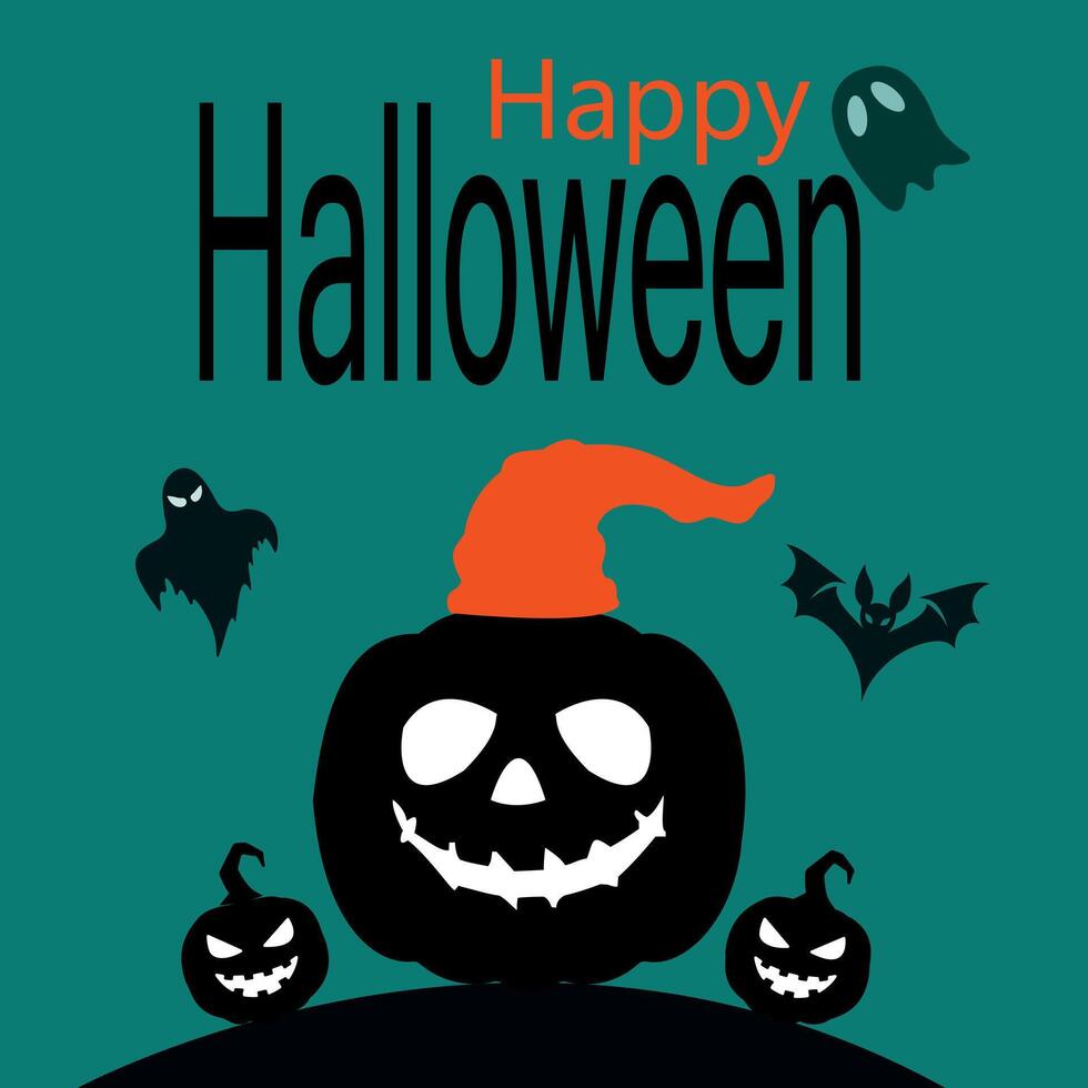 Happy halloween design car, banner with spooky pumpkin and ghosts vector