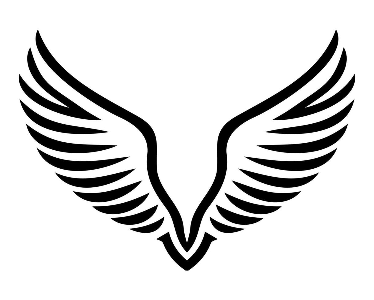 Stylized black wing design representing freedom and flight, suitable for tattoo or graphic art, on a white background vector