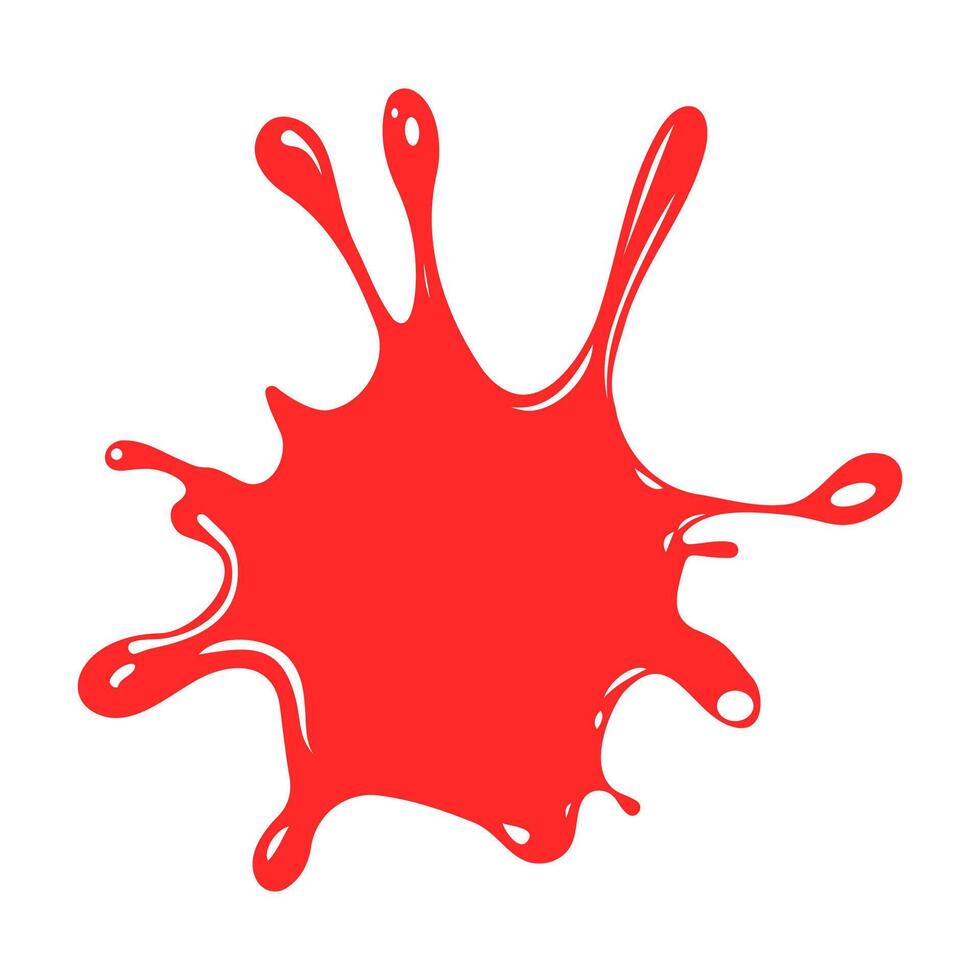 Dynamic red ink splash on white. vector