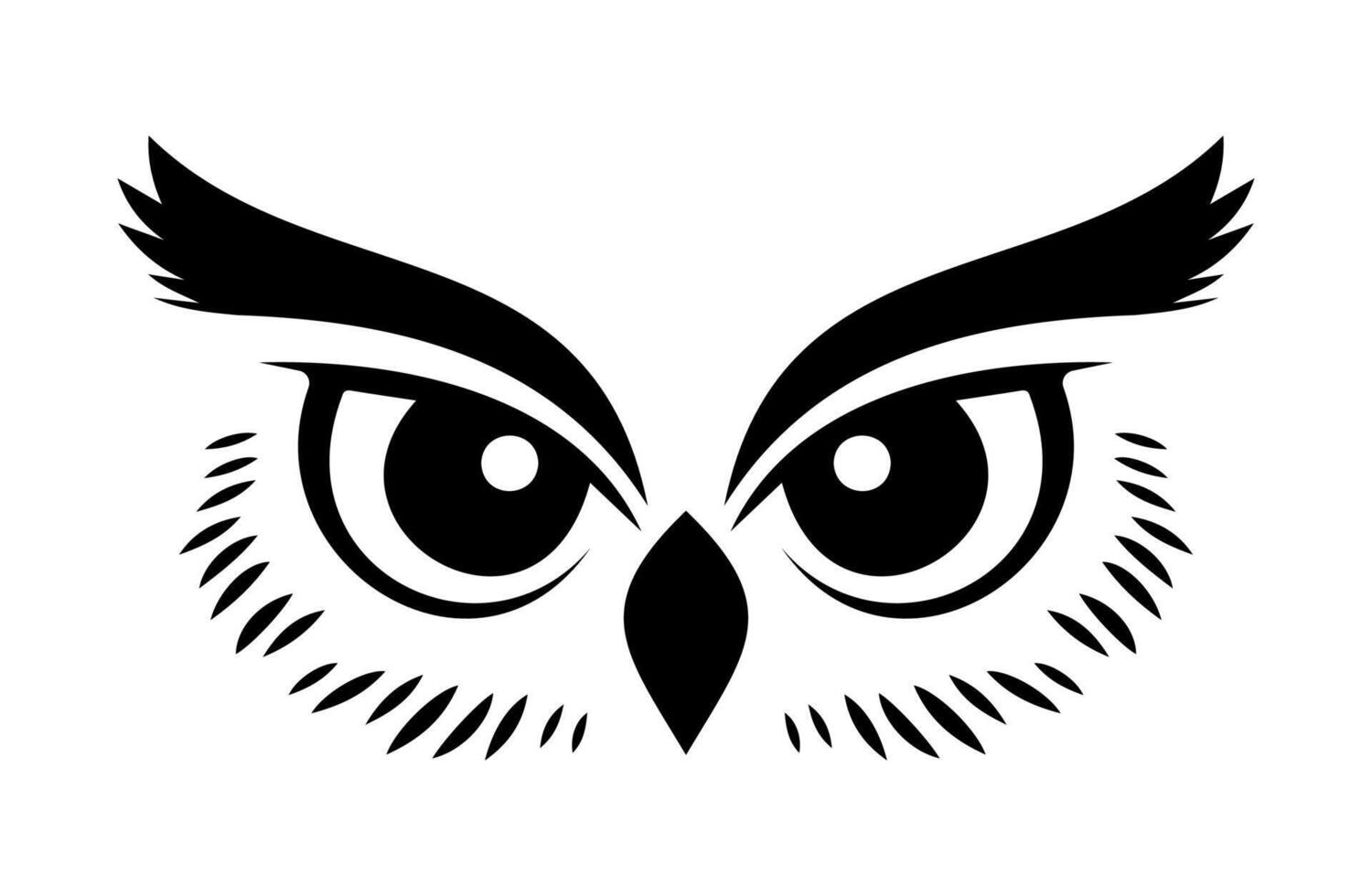 Stylized black and white owl eyes with detailed feathers, showcasing a captivating design suitable for various creative projects vector