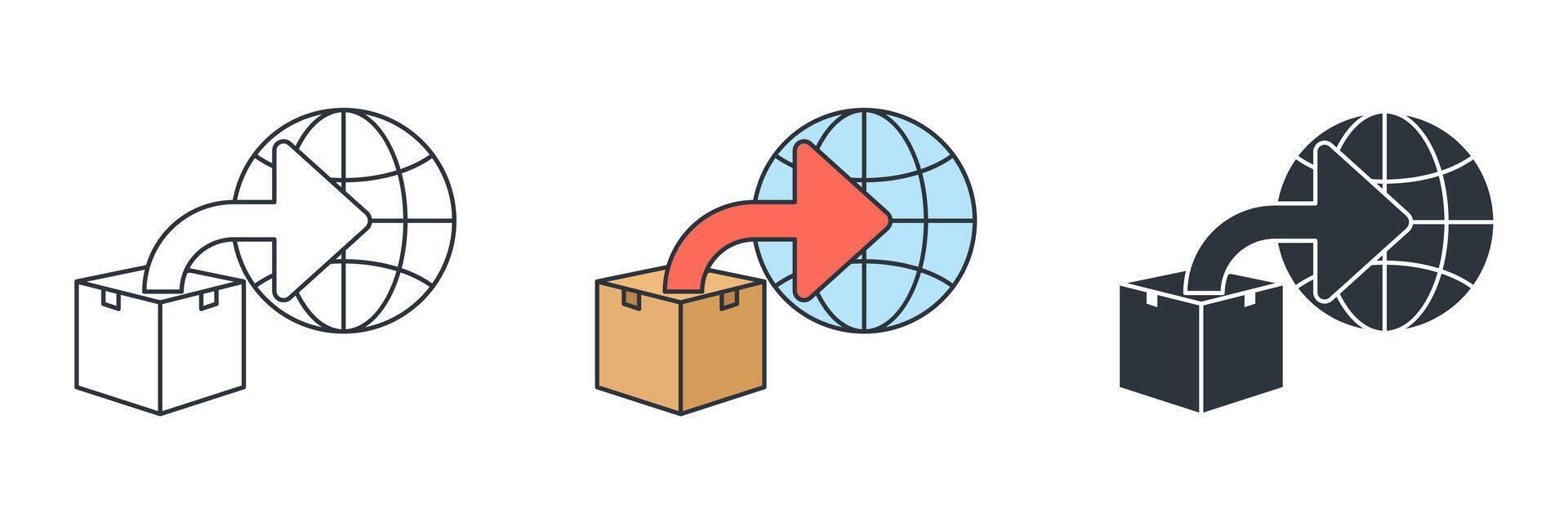 Global Shipping, Global distribution. Market expansion. Worldwide commerce icon symbol illustration isolated on white background vector