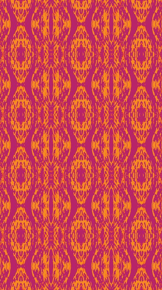 Seamless pattern geometric shapes. Abstract motifs. Symmetrical design. Bright and vibrant colors. Ethnic-inspired pattern. Shades of orange and pink. Intricate details. Repeating pattern. vector