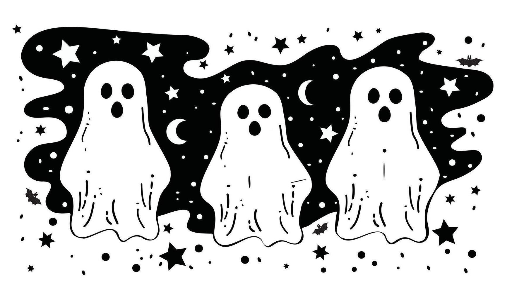 Ghostly Trio in Starry Night vector