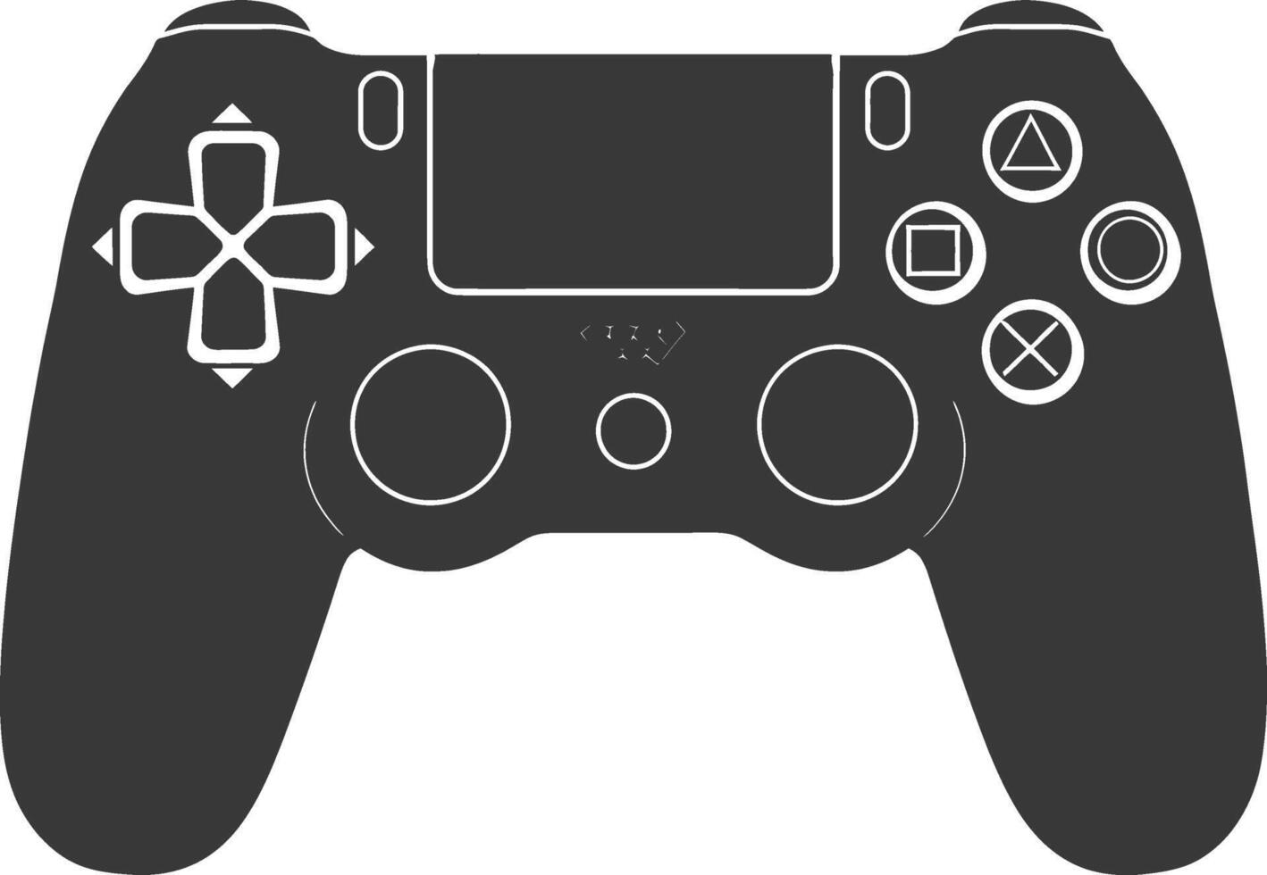 A Black and White Silhouette of a Game Controller vector