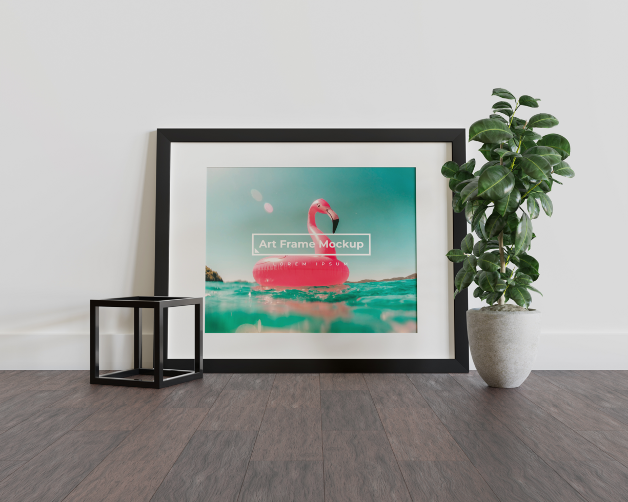 Art Frame Mockup with Natural Plant Element psd