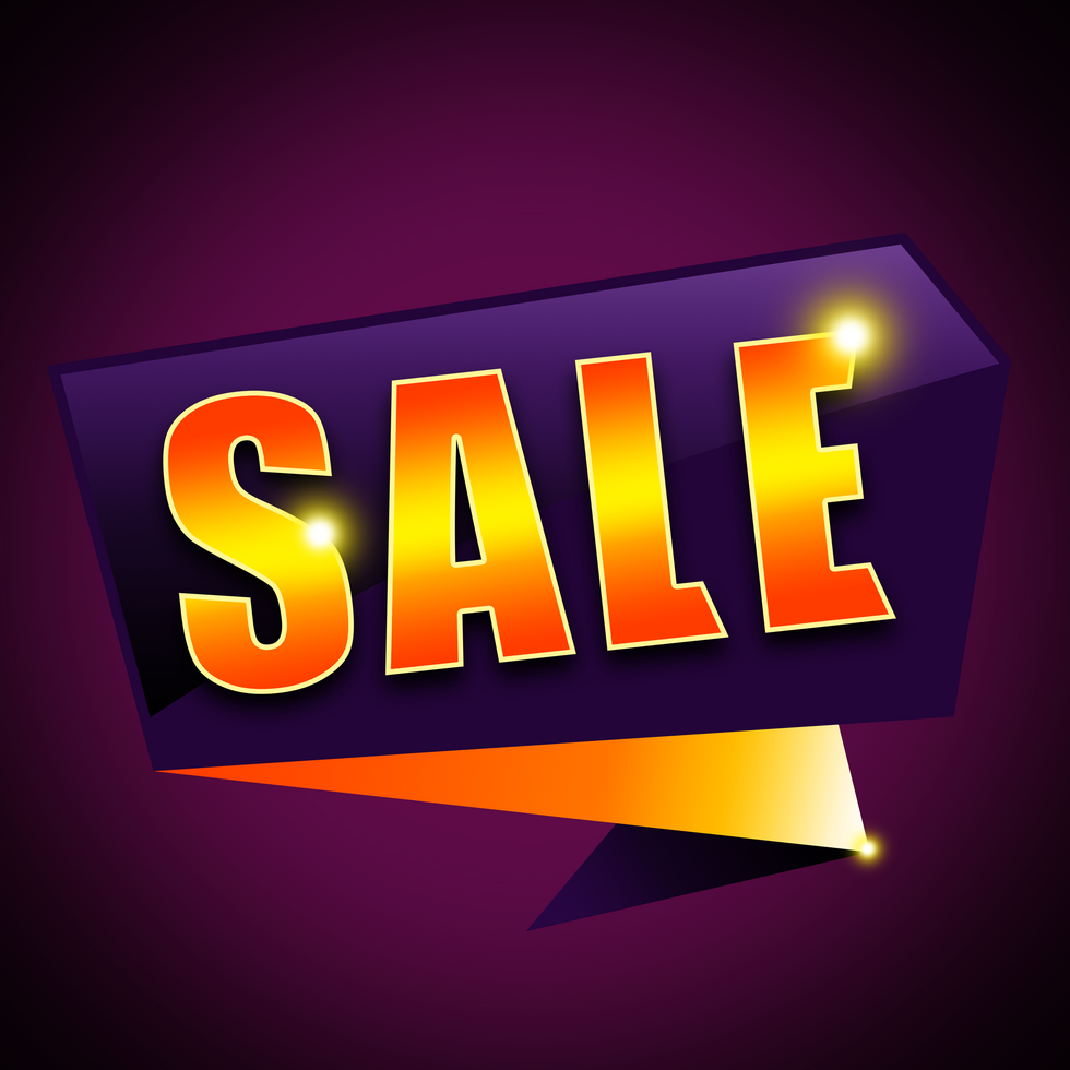 Creative yellow orange SALE banner on purple gradient background psd