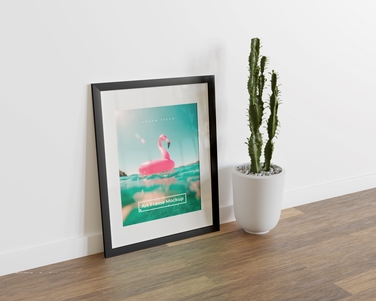 Framed Artwork Mockup with Cactus Accent psd