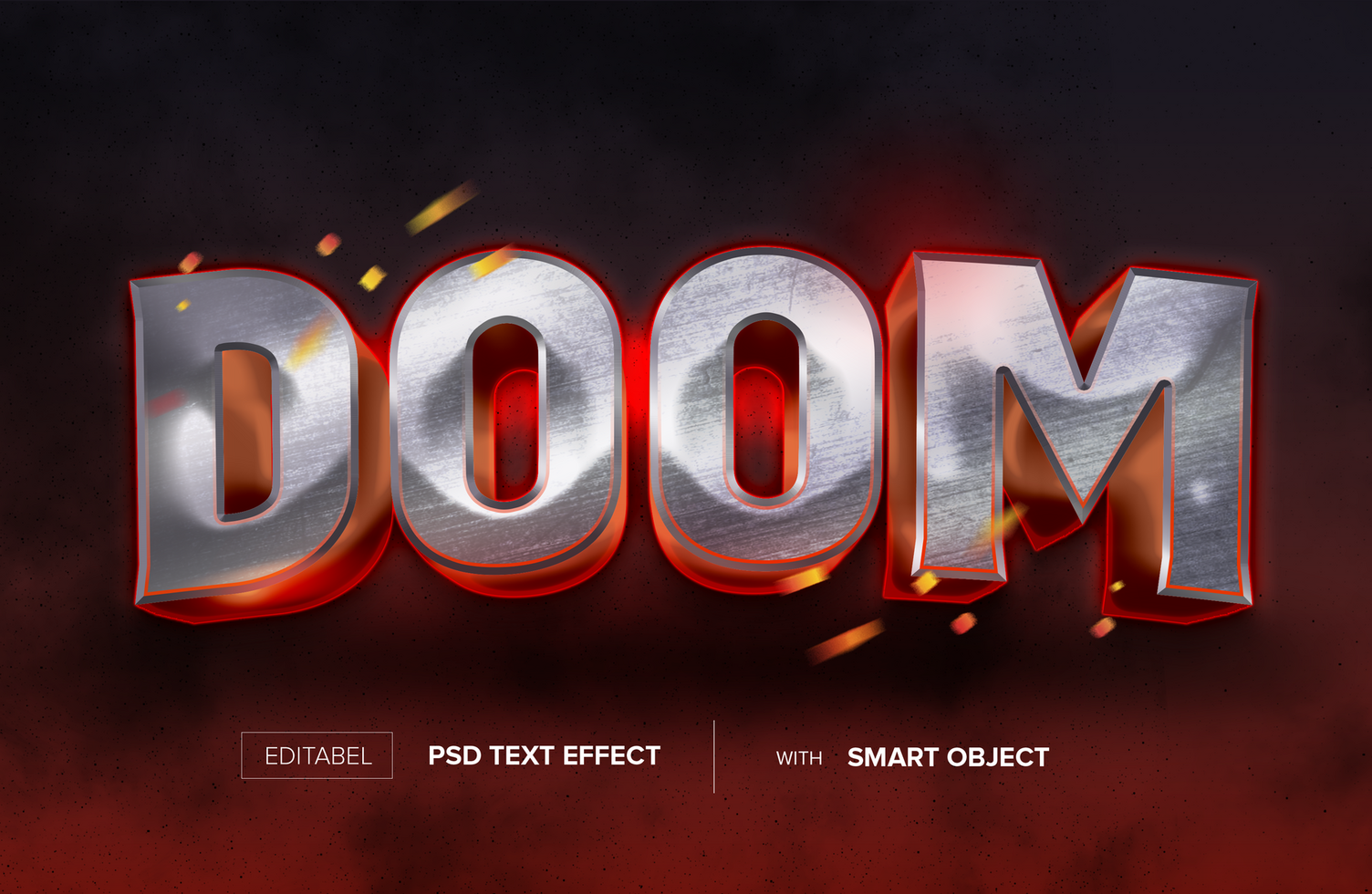 Steel Doom Editable text effect psd