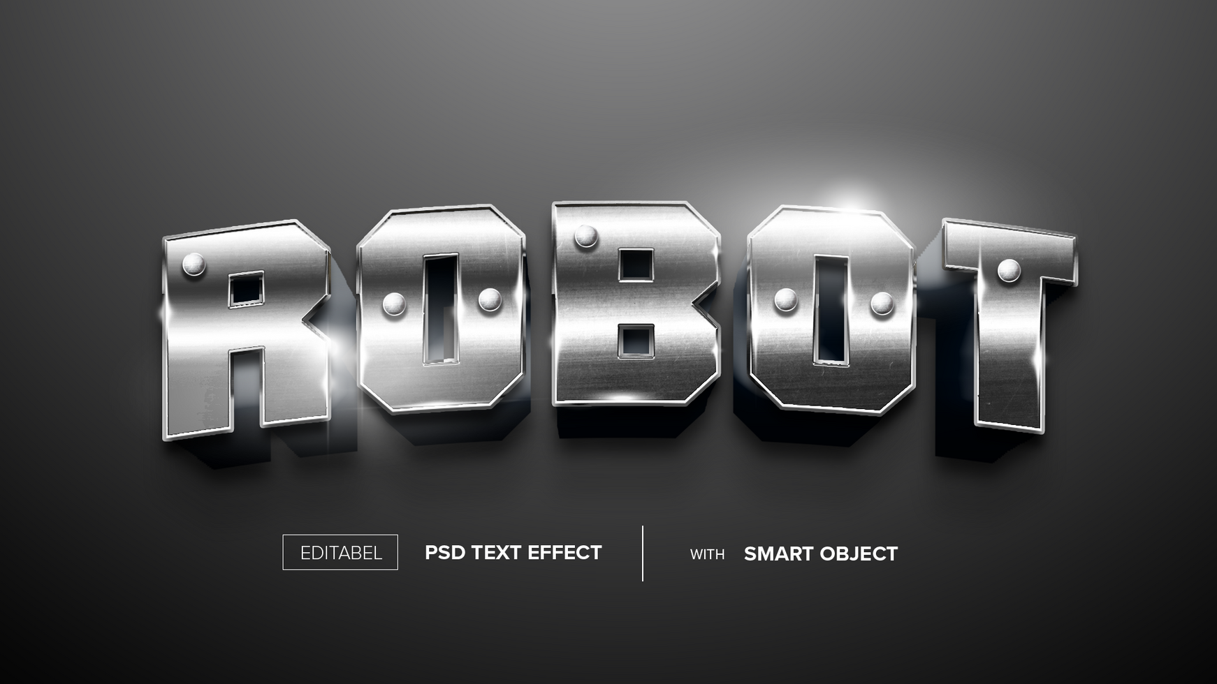 Robot Silver Text effect editable psd