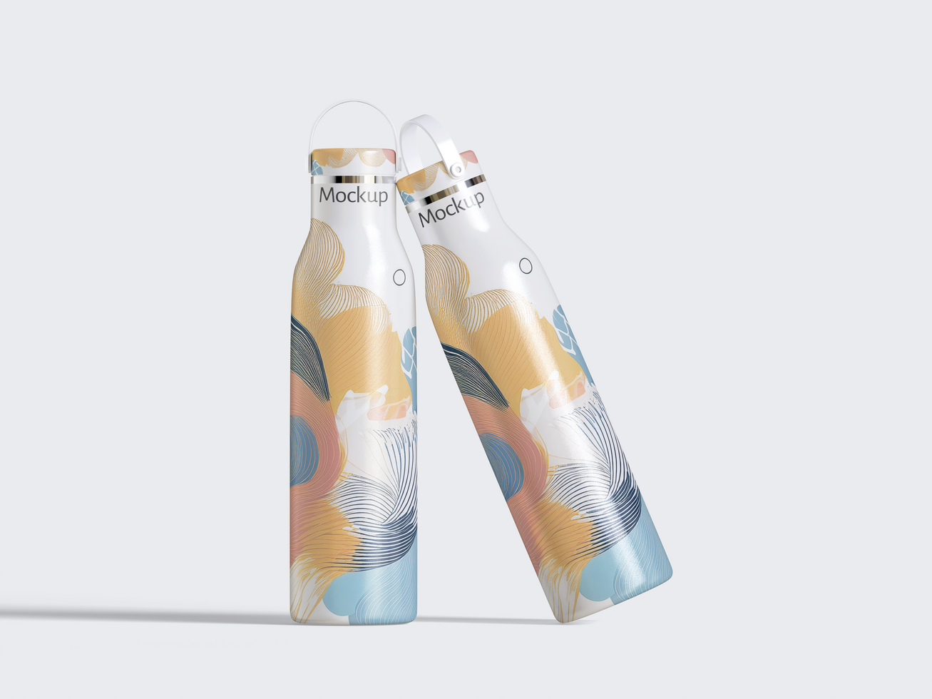 Metal flask, water bottle mockup for the preservation of a hot or cold liquid Isolated on a white background. psd