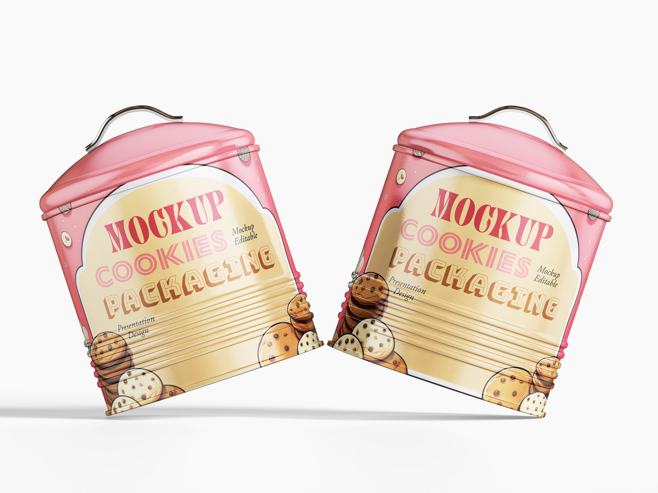 Tin metal shiny silver box container mock up and packaging Design psd