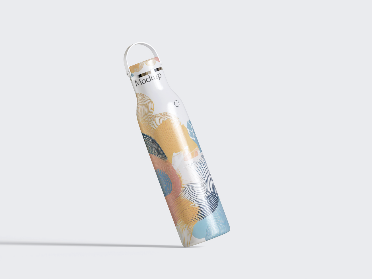 Metal flask mockup for preservation of a hot or cold liquid on a white background. psd