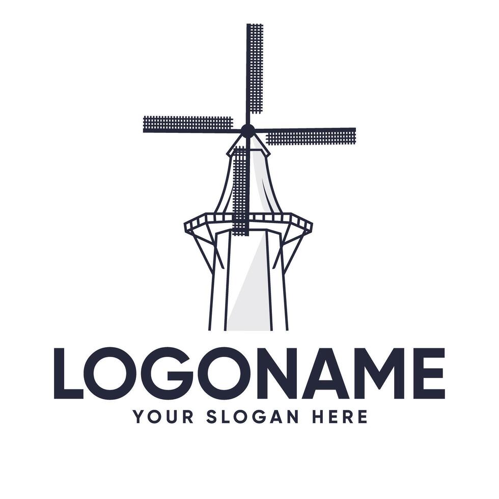 Old Windmill logo design vector