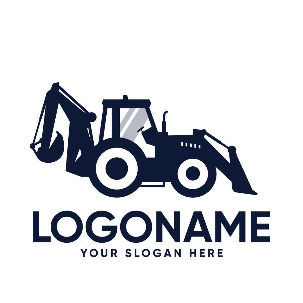 Wheel Backhoe Loader Premium Logo Design vector