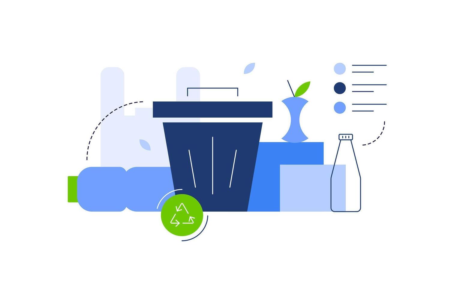 Waste separation and recycling. Modern flat illustration vector