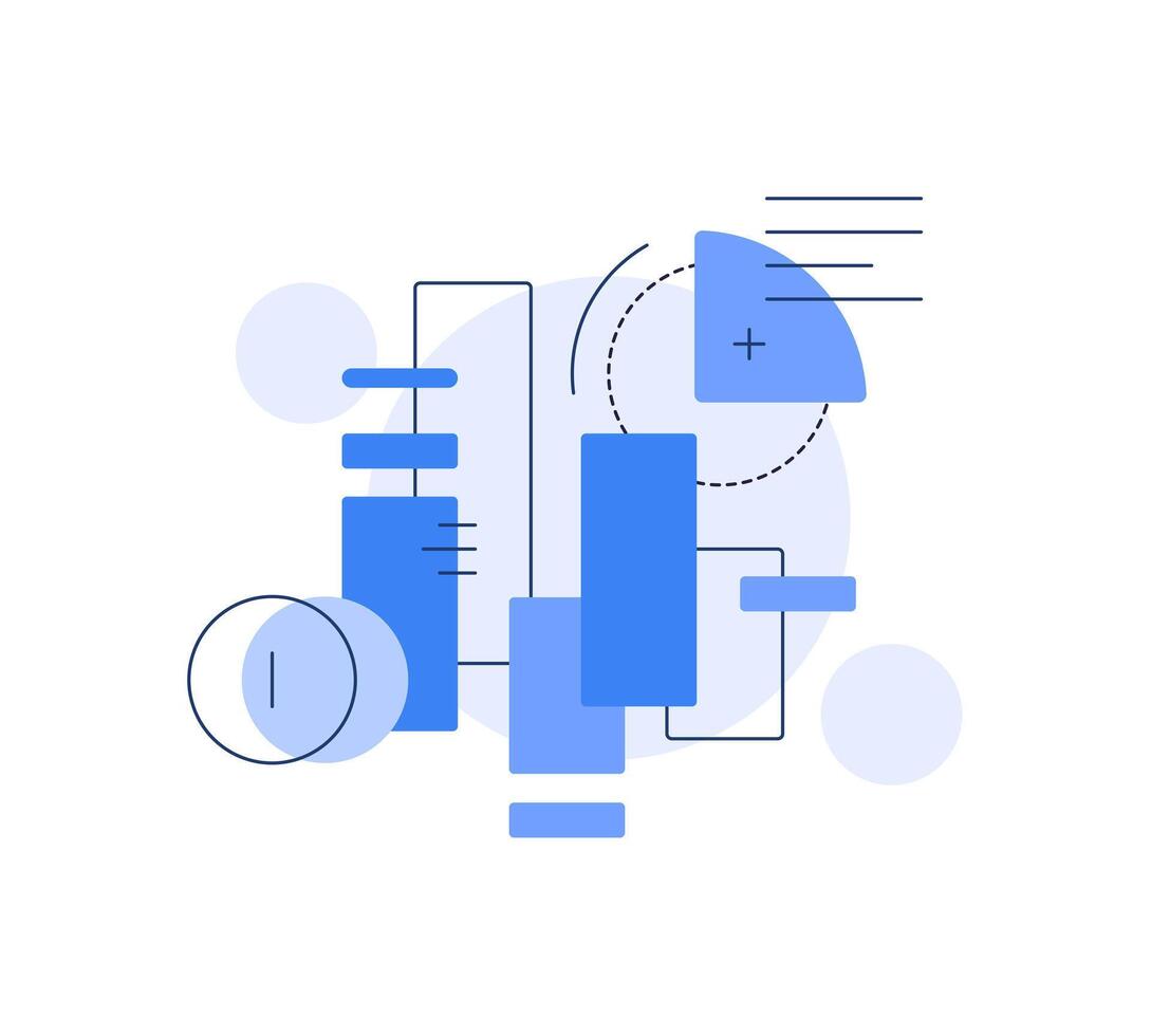 Fin tech and ecommerce. Economy, chart and coins. Minimalistic flat illustration vector