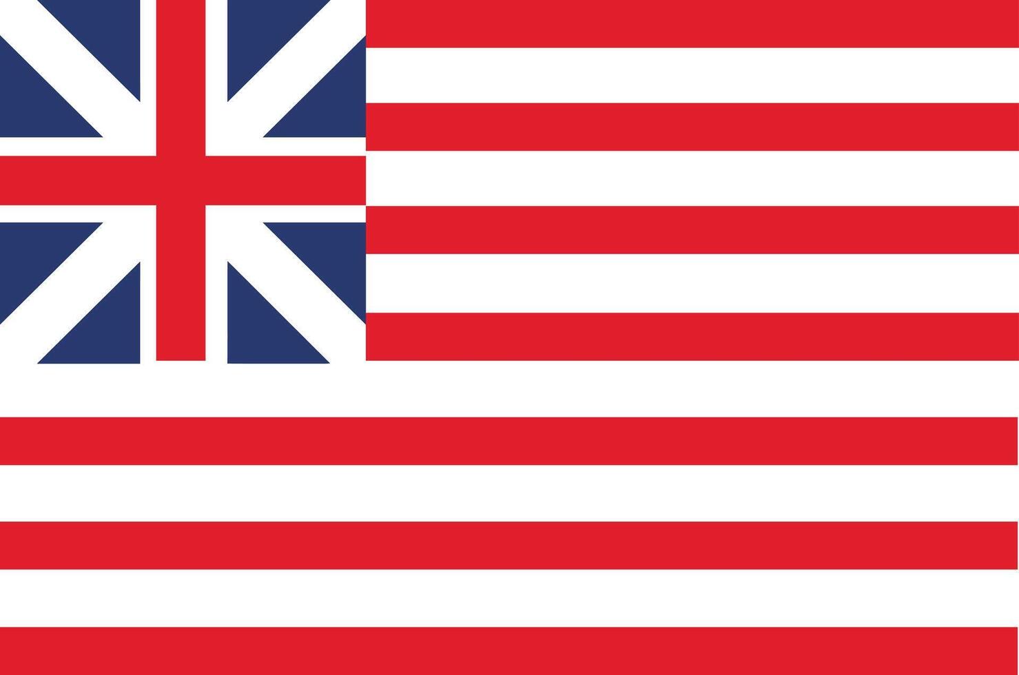 Williamsburg, VA, USA. The Grand Union Flag 1775-1777 being flown under a weathervane. vector