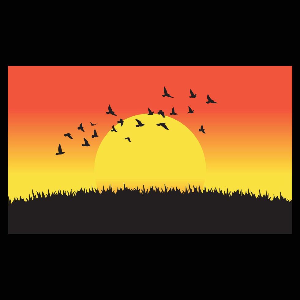 Sunset Birds Illustration design vector