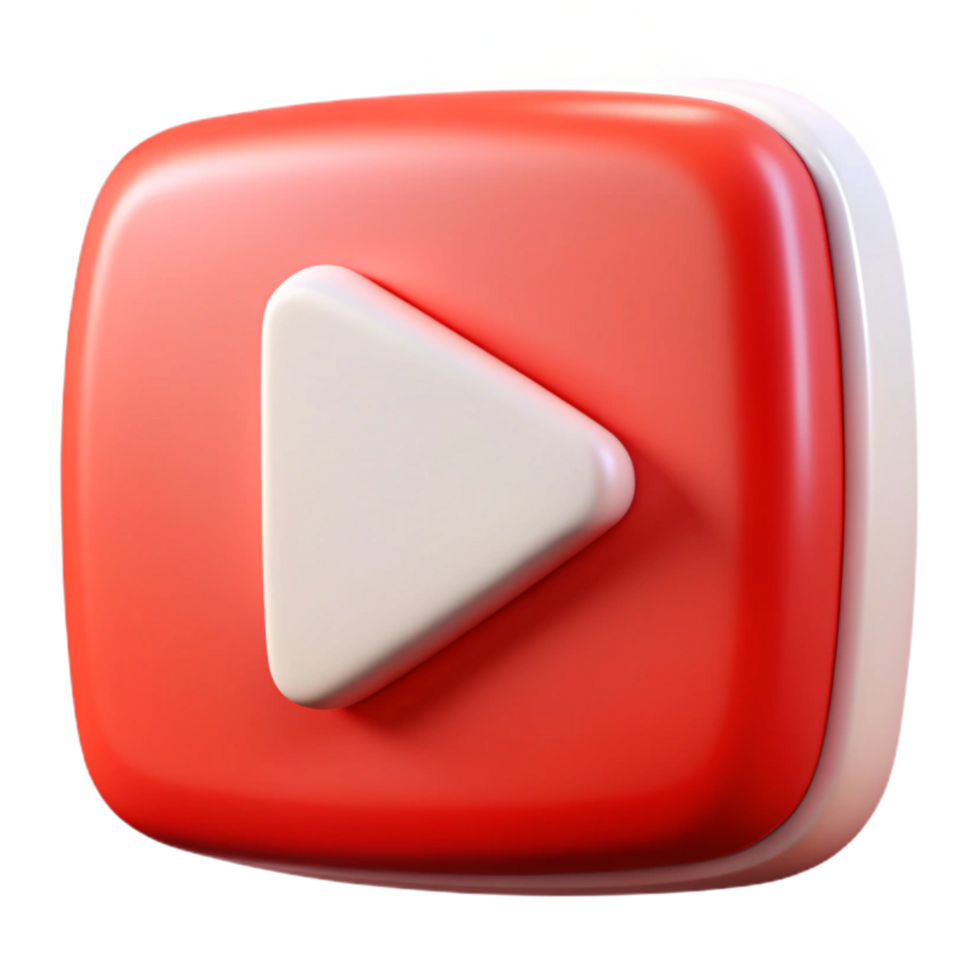 3D YouTube subscribe button red and white png