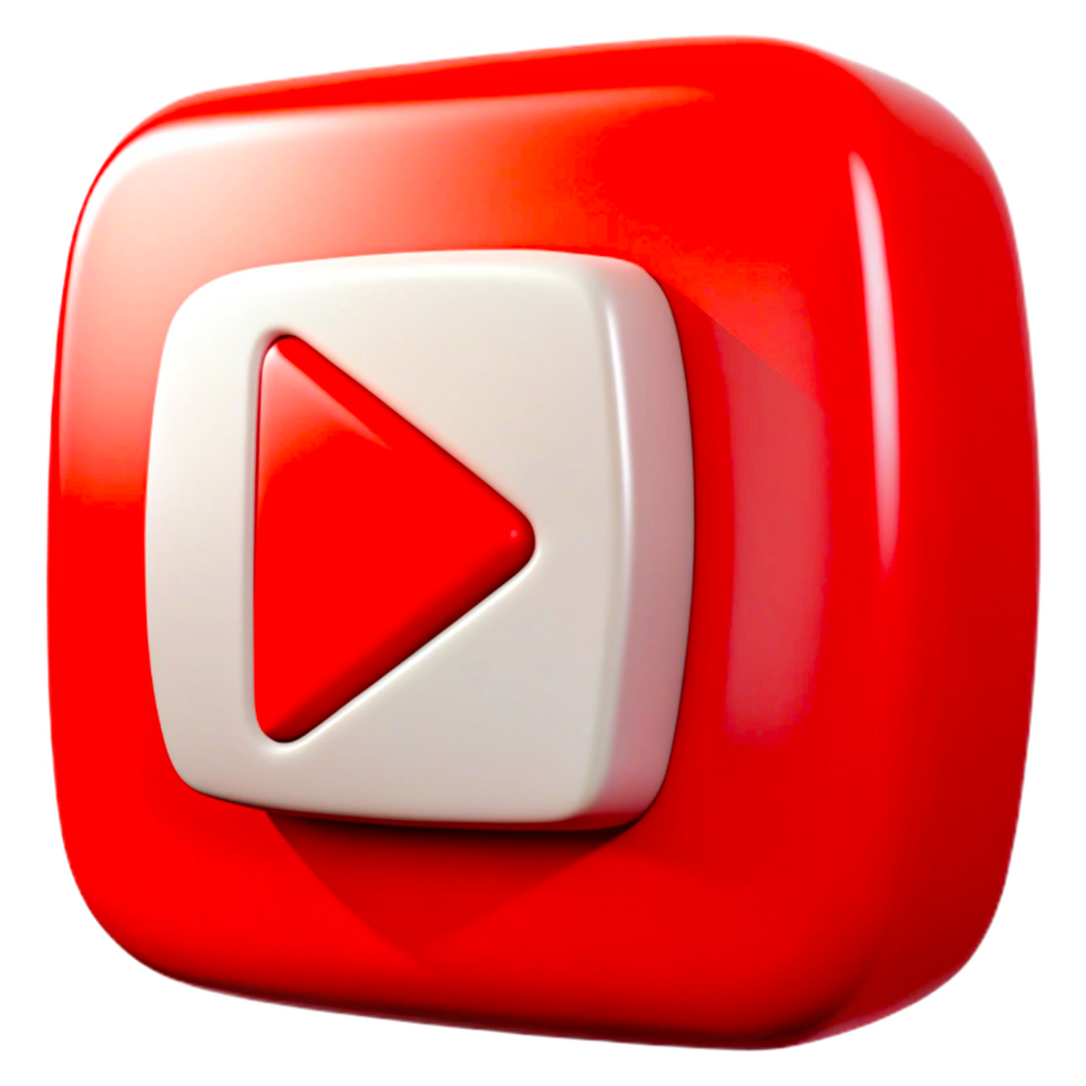 3D YouTube subscribe button red and white color-red play button png