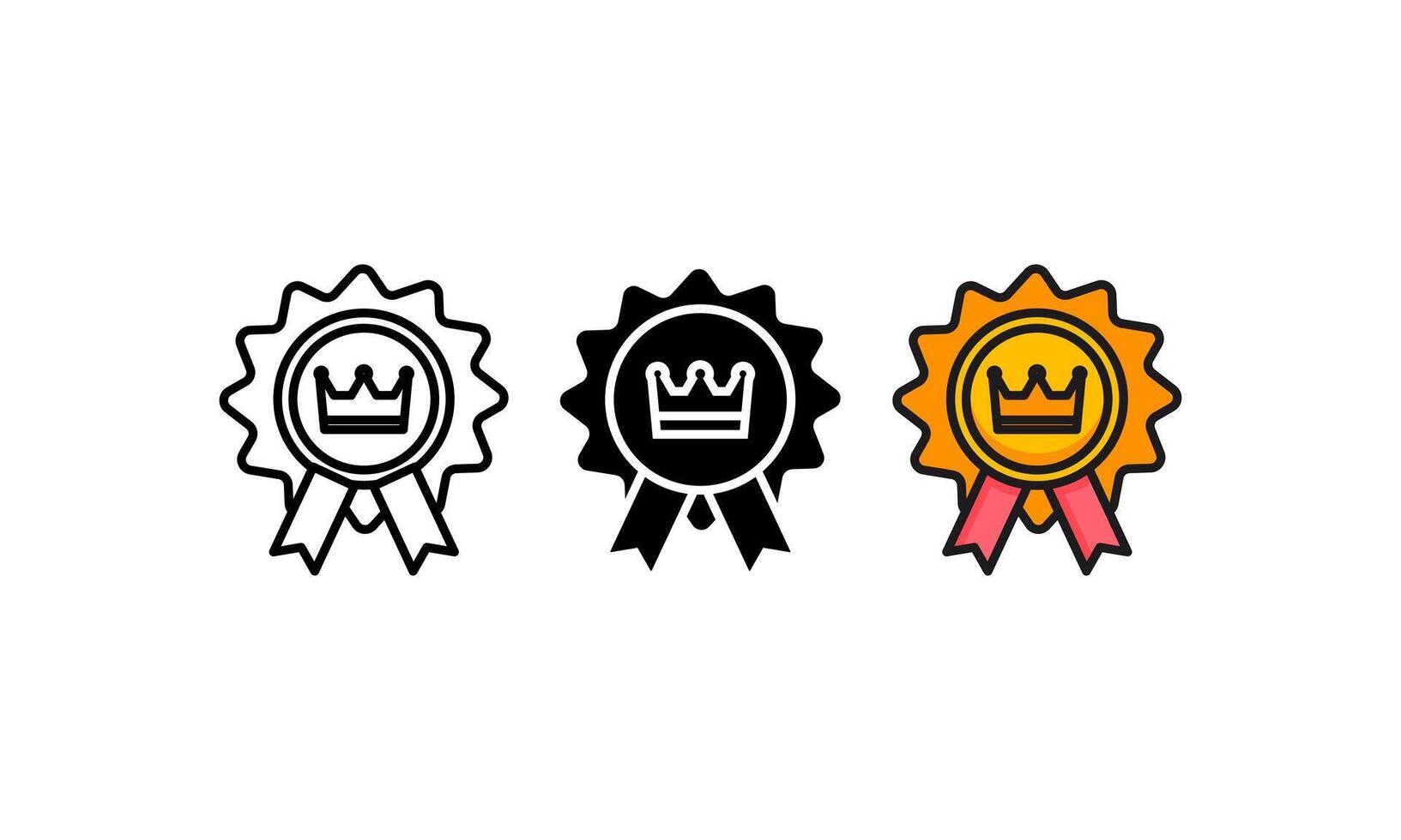 Three different award ribbons with a crown on them vector