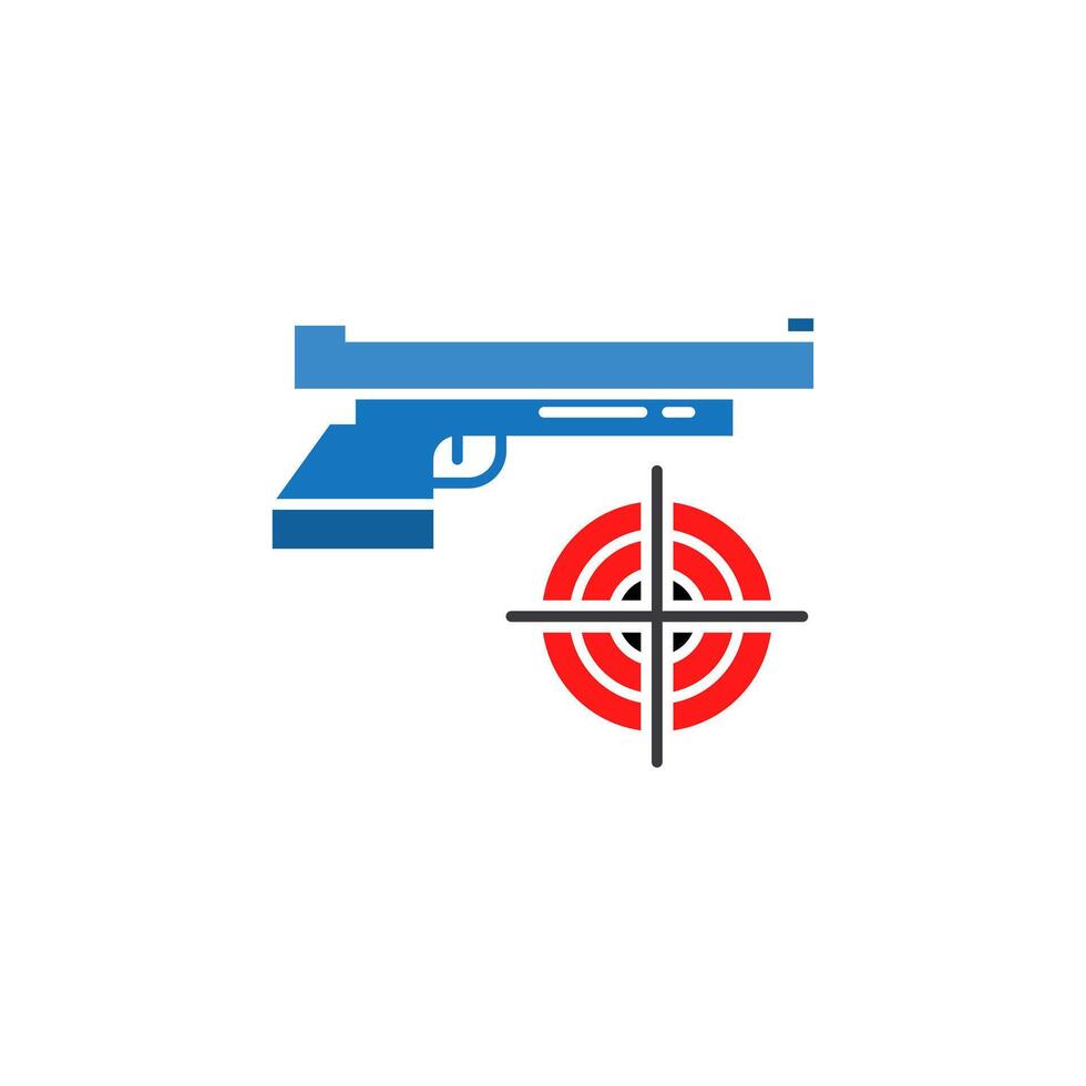 A gun and target on a white background vector