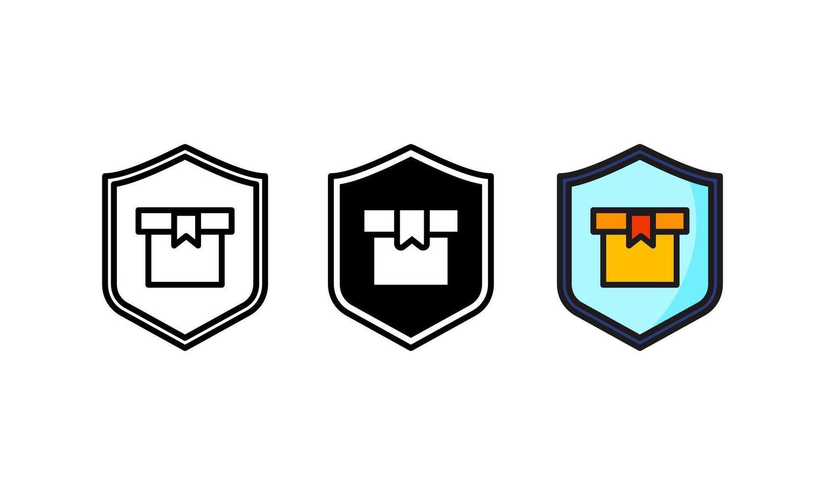 Four different shield designs with a box on top vector