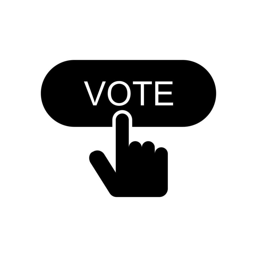 A hand pressing a button with the word vote vector