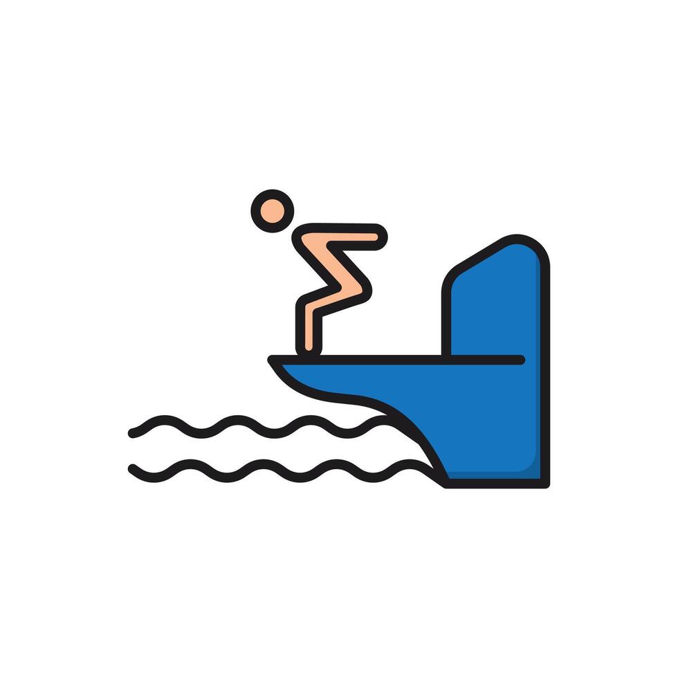 A man jumping off a boat into the water vector