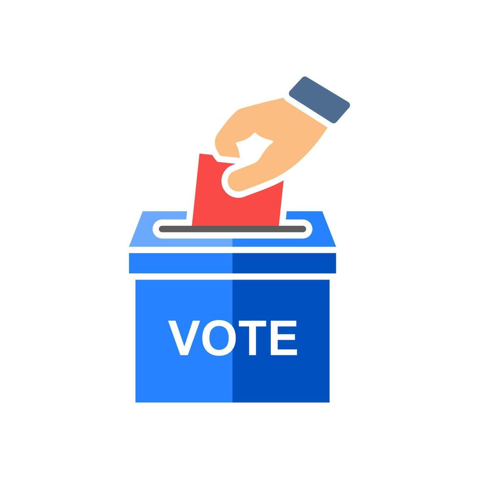 A hand putting a vote into a ballot box vector