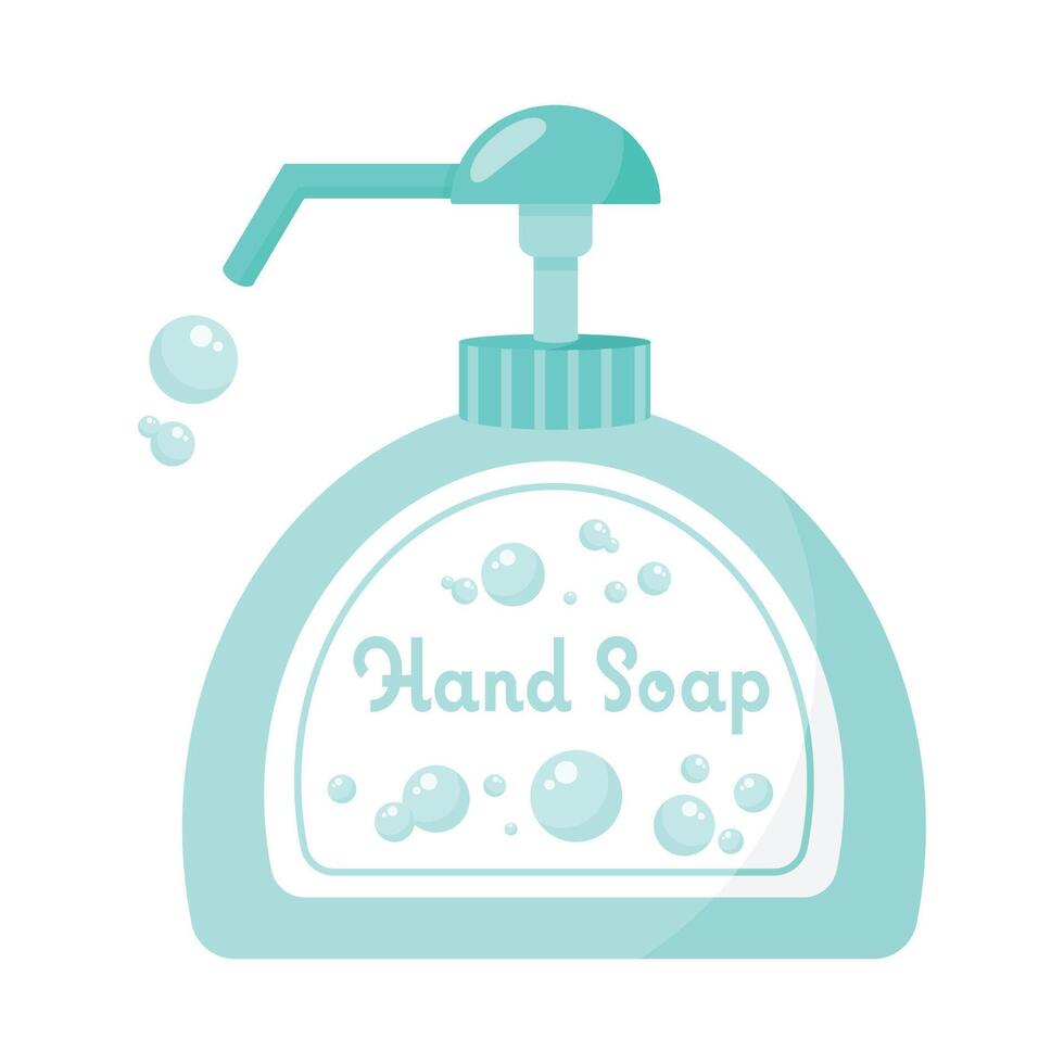 liquid hand soap bottle container with bubbles isolated icon vector