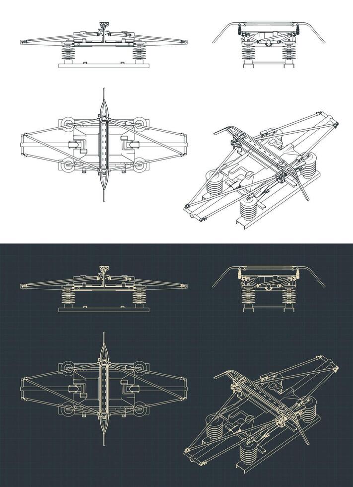 Pantograph blueprints illustrations vector