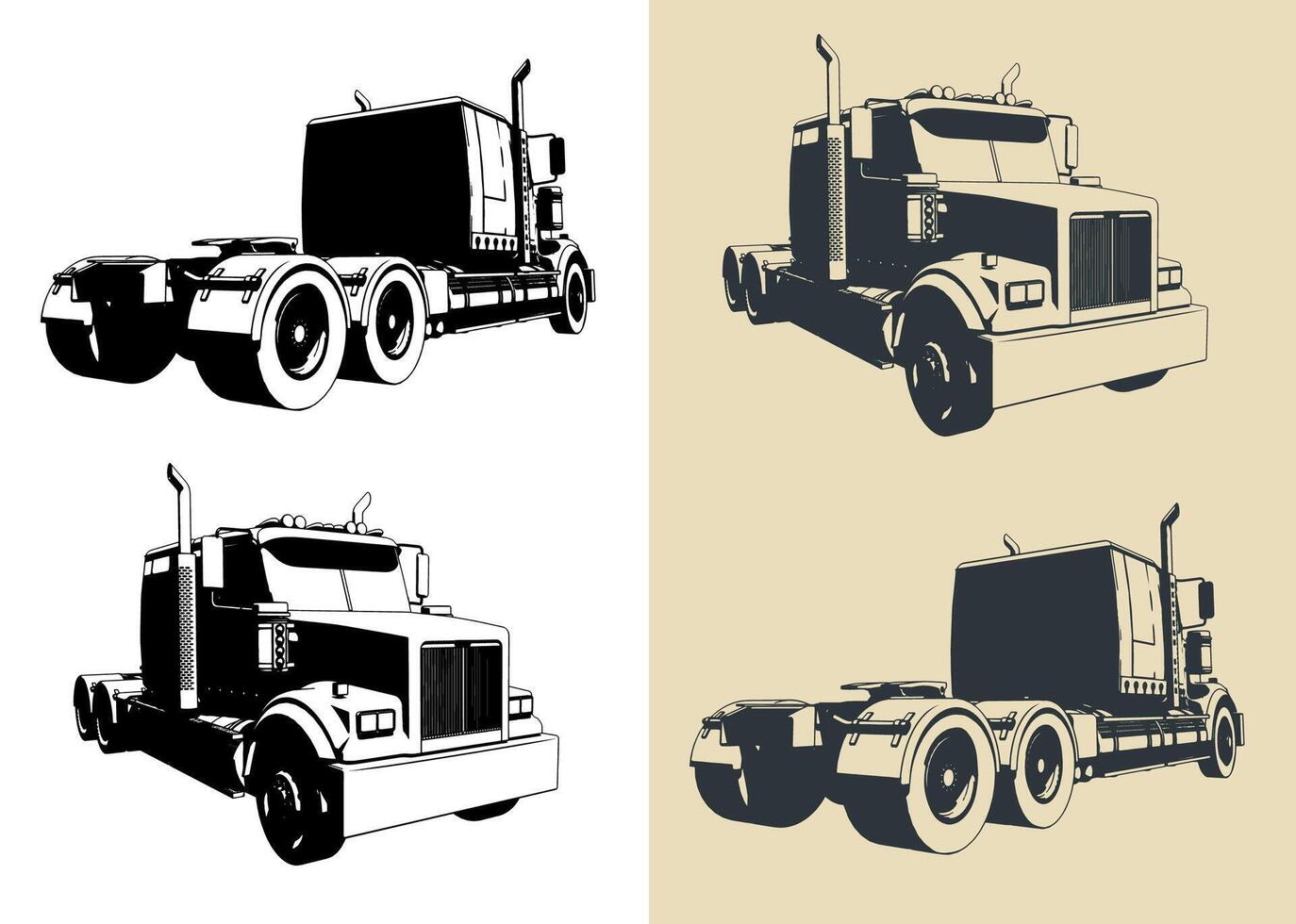 Truck tractor illustrations vector