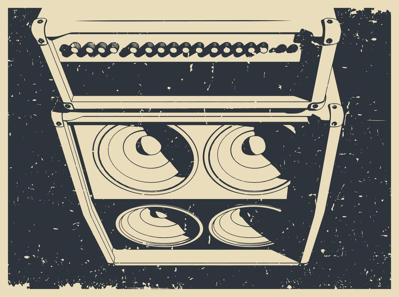 Guitar amplifier retro poster vector