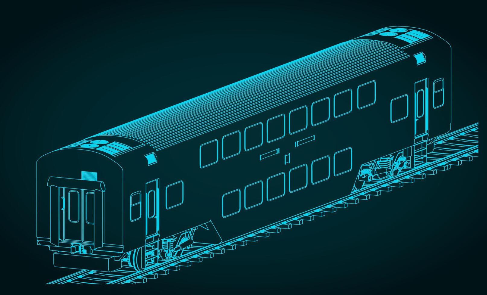 Double deck train car isometric drawing vector