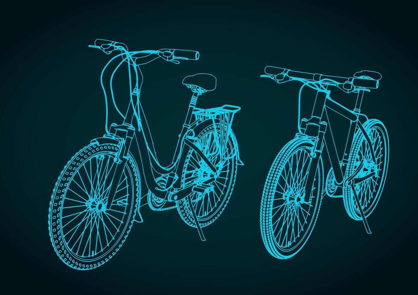 Drawings of city bicycles vector