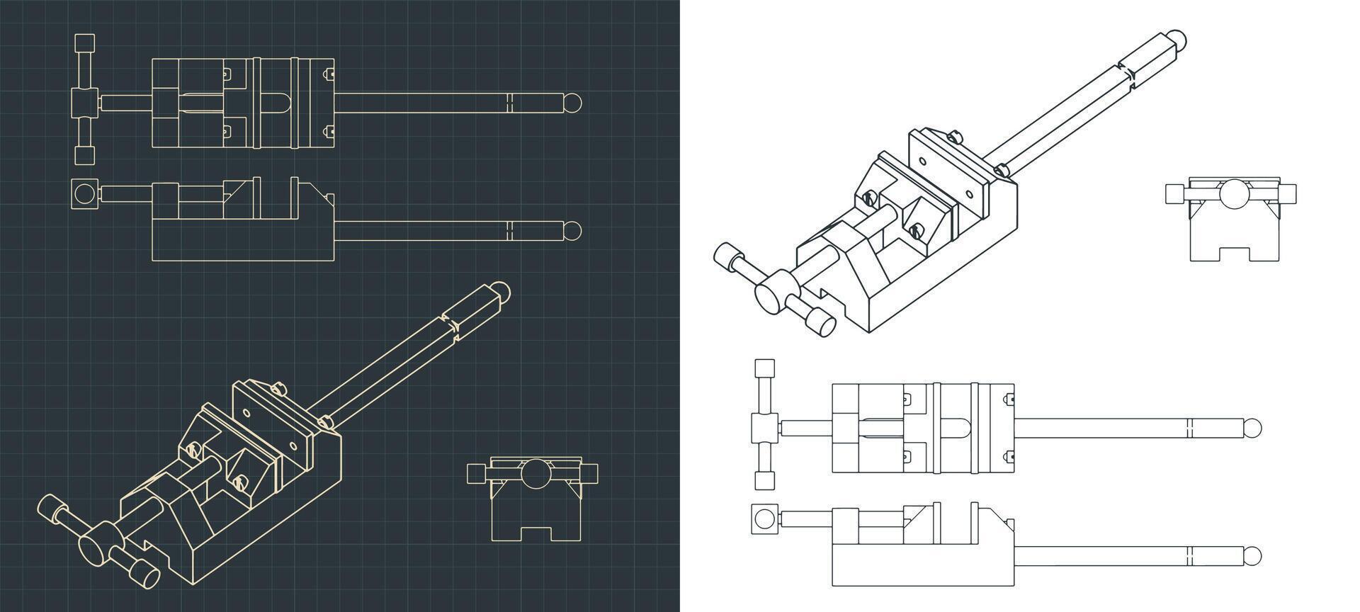 Bench vice drawings vector