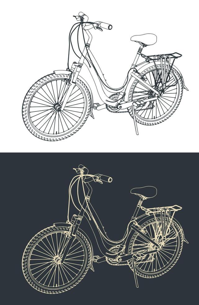 City bike drawings vector