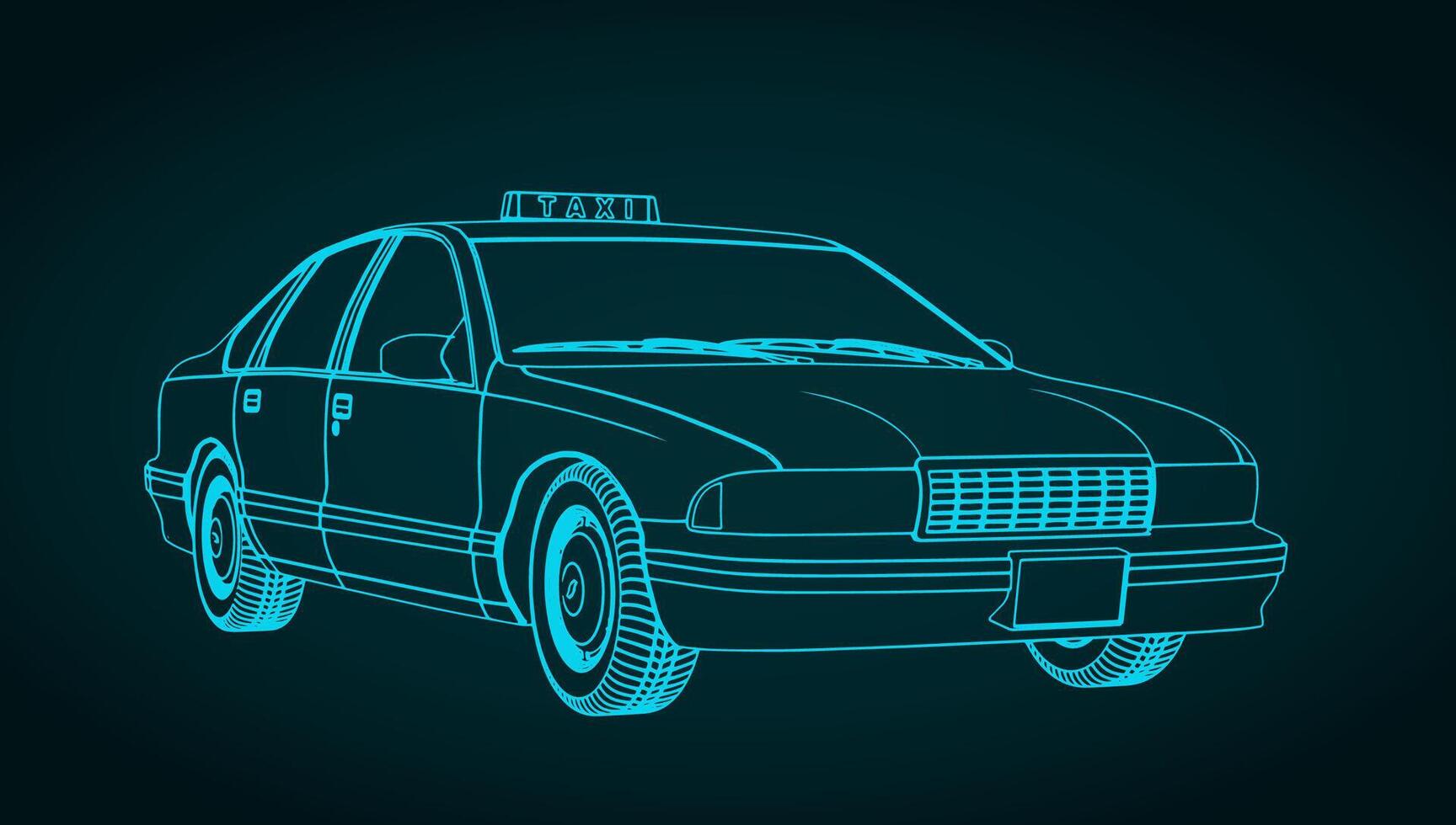 Taxi blueprint illustration vector