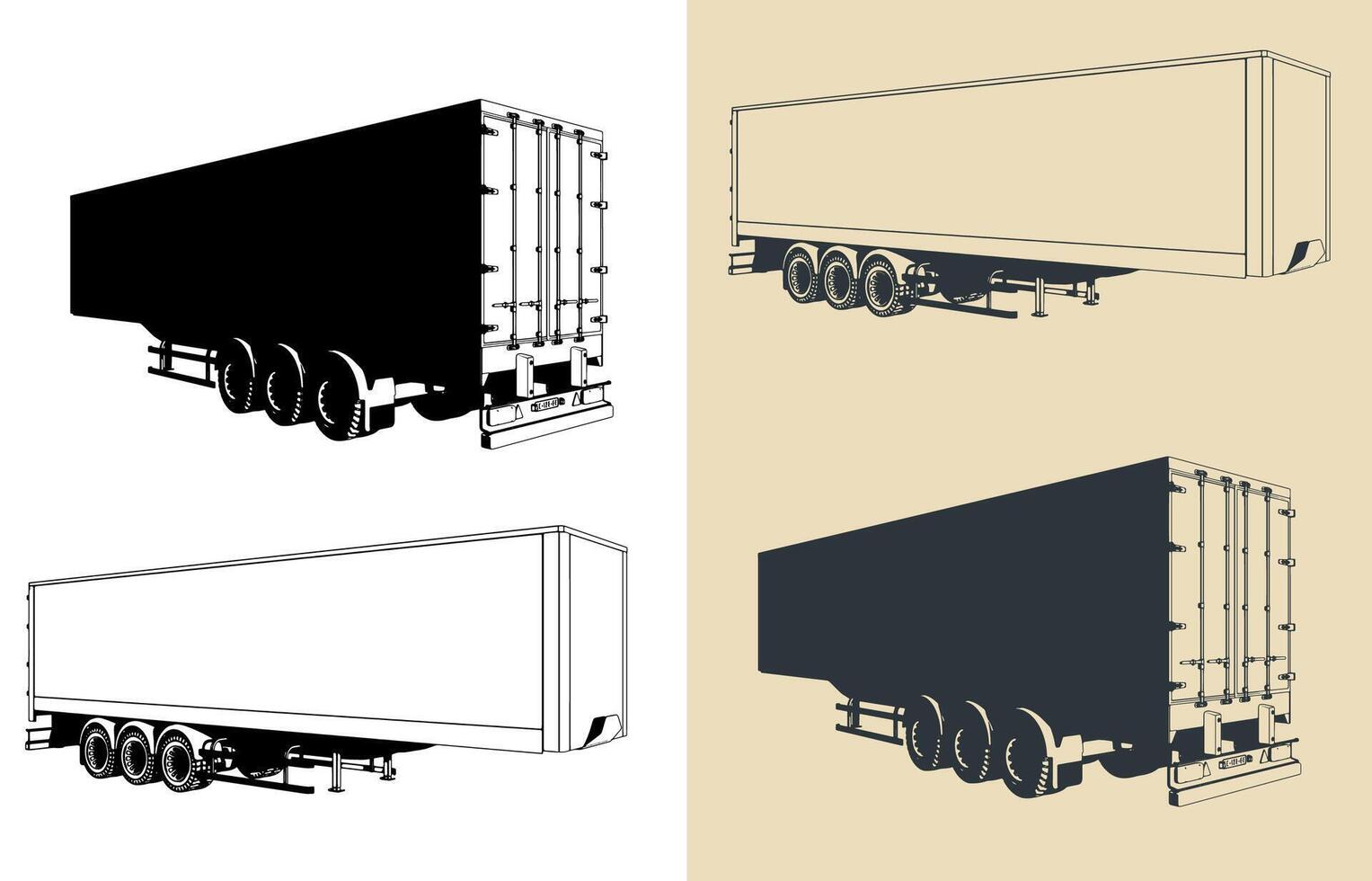 Truck trailer illustrations vector
