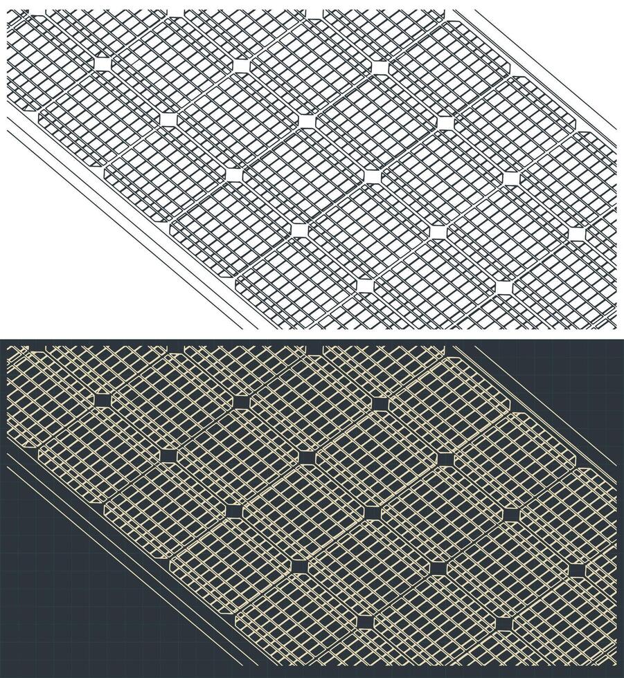 Solar panel blueprints close up vector