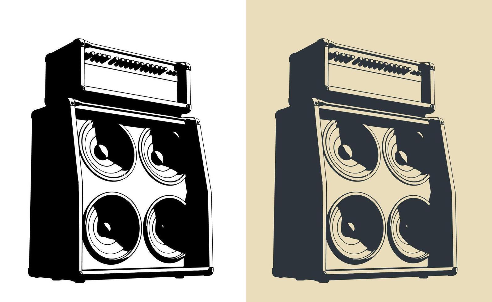 Guitar combo amplifier illustrations vector