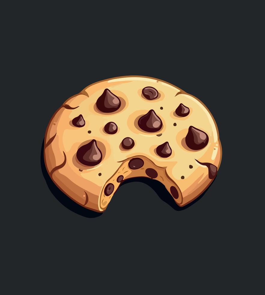 a cookie with chocolate on it and a chocolate chip on the bottom. vector