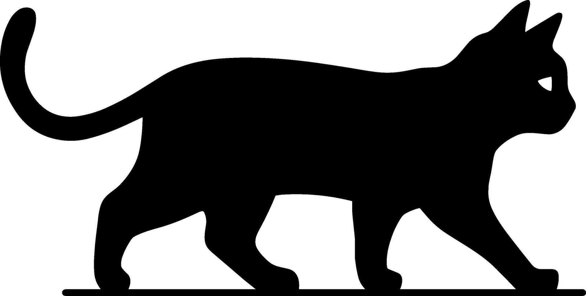 A black silhouette of a cat walking vector