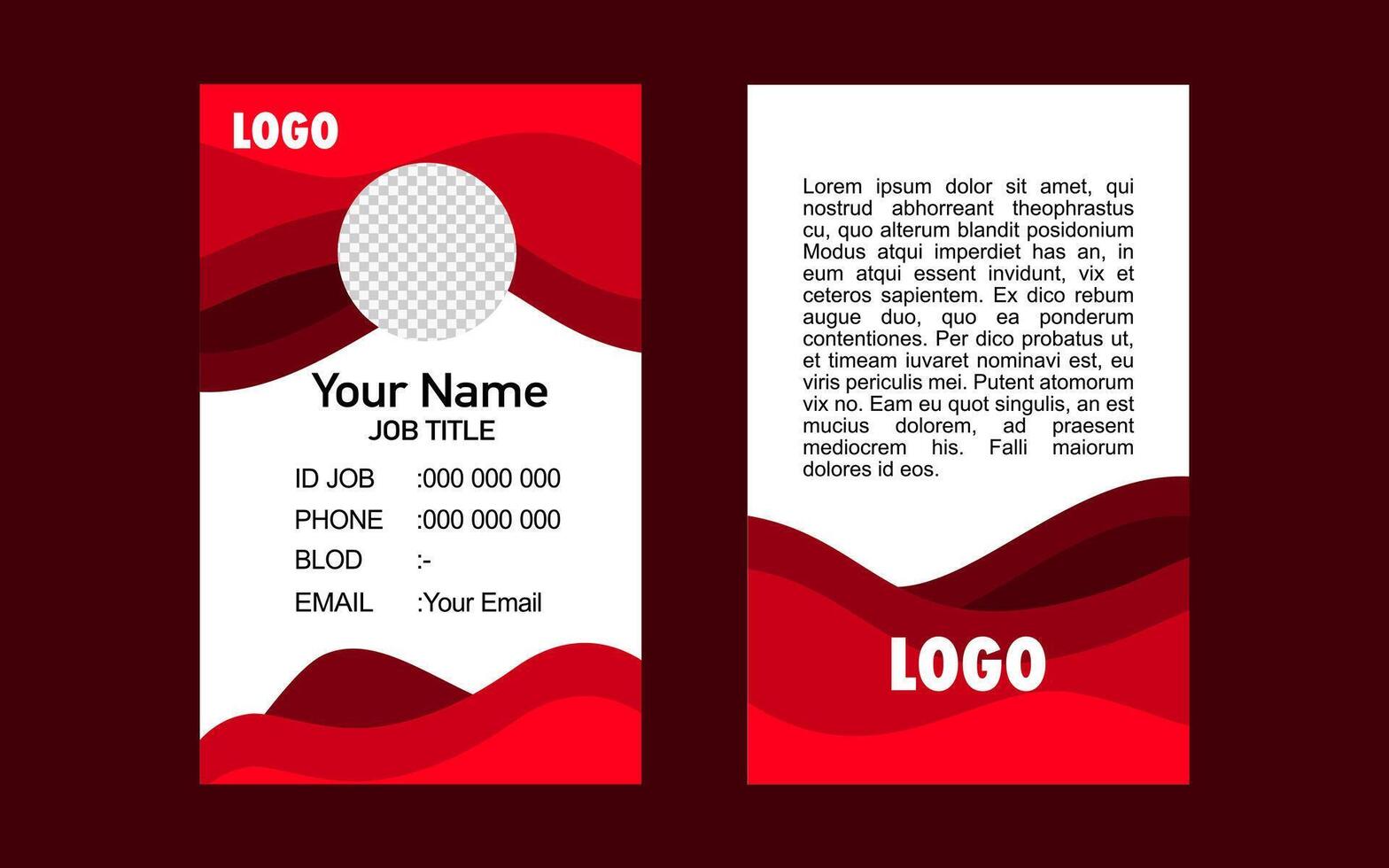 Modern Red Business Card Template with Placeholder vector