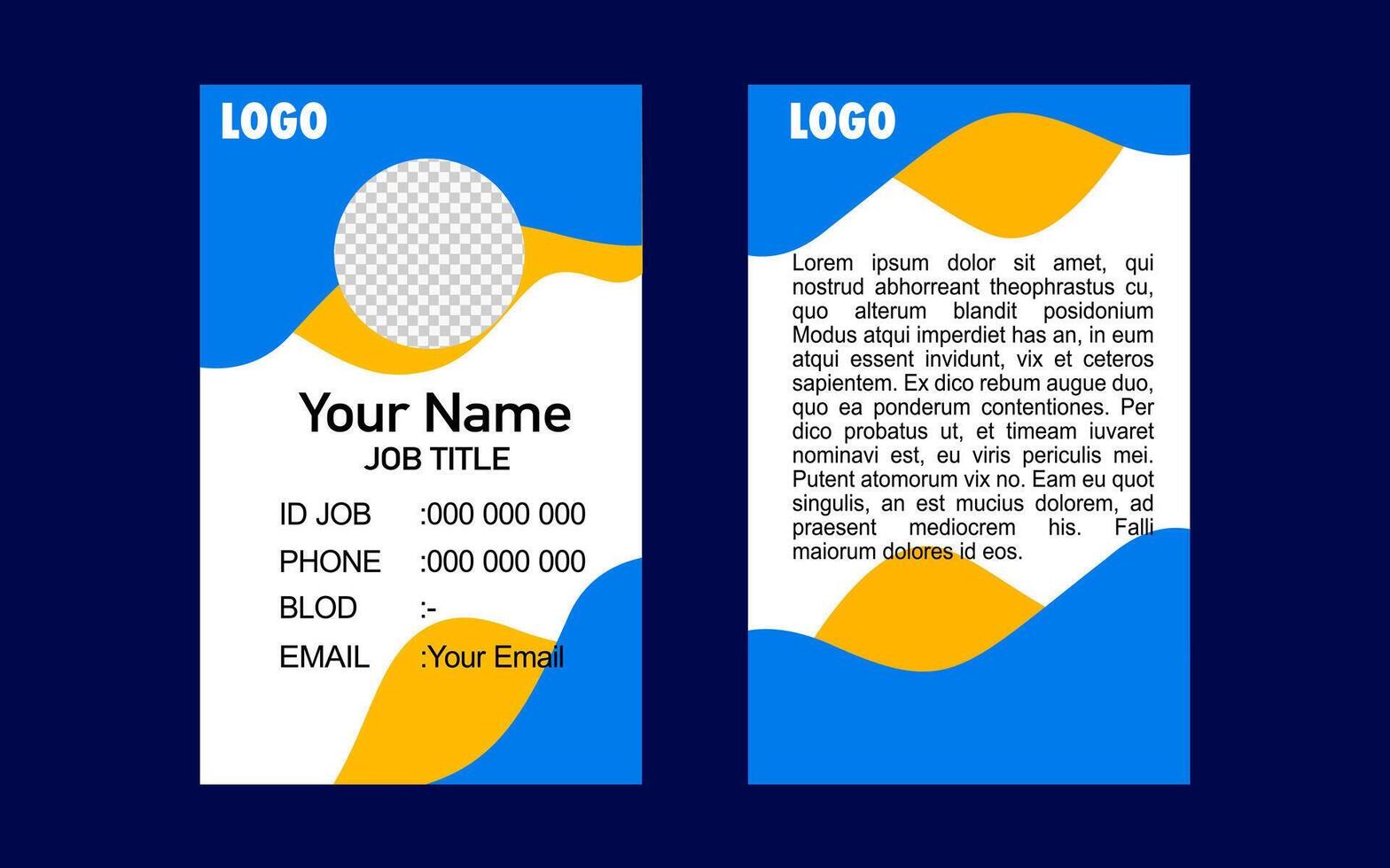 Modern blue and yellow Business Card Design Template vector