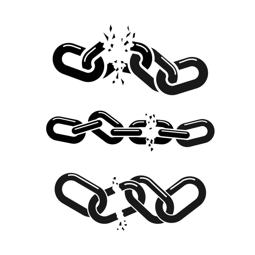 Broken chain sign icon in flat style collection vector