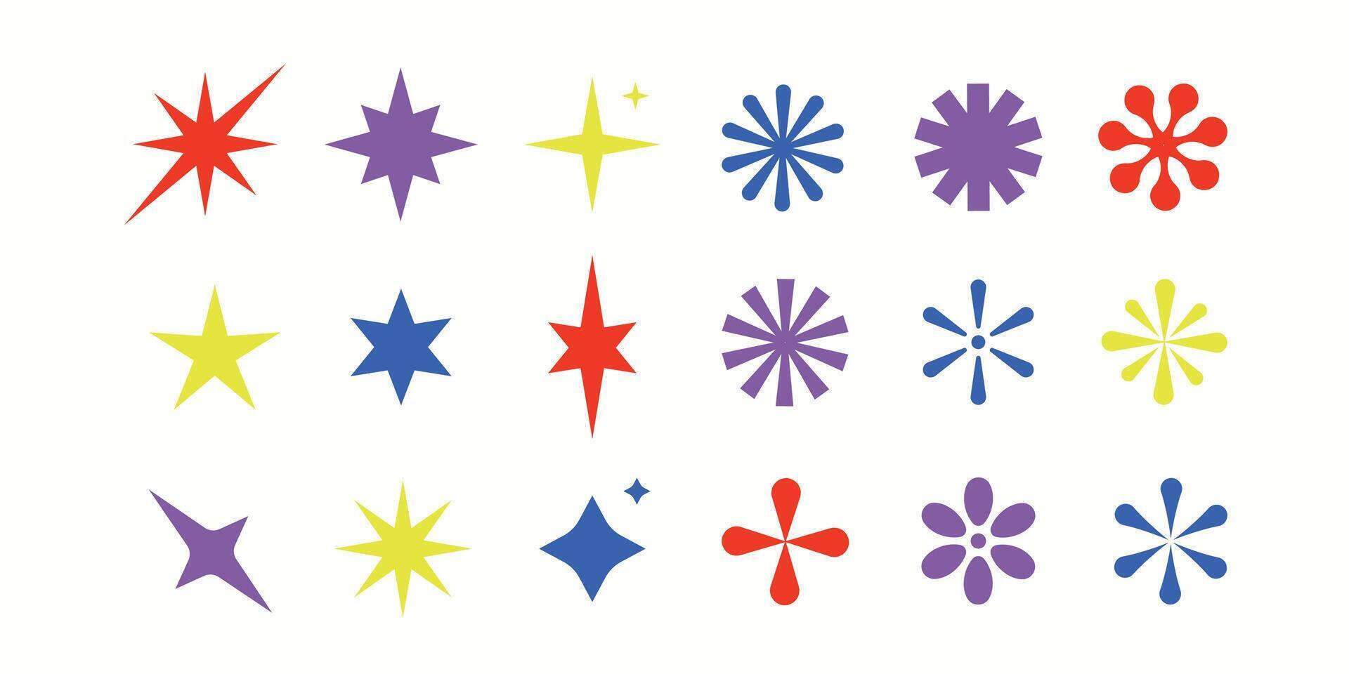Minimalist Geometric Elements, Sparkle lights stars set vector