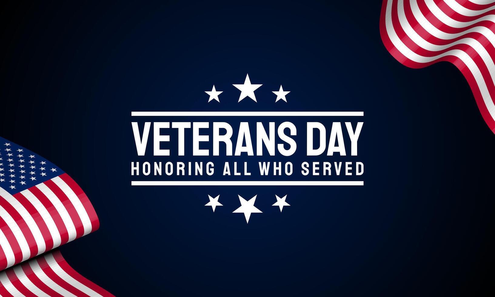 Veterans Day Background Design with waving American flag illustration. vector