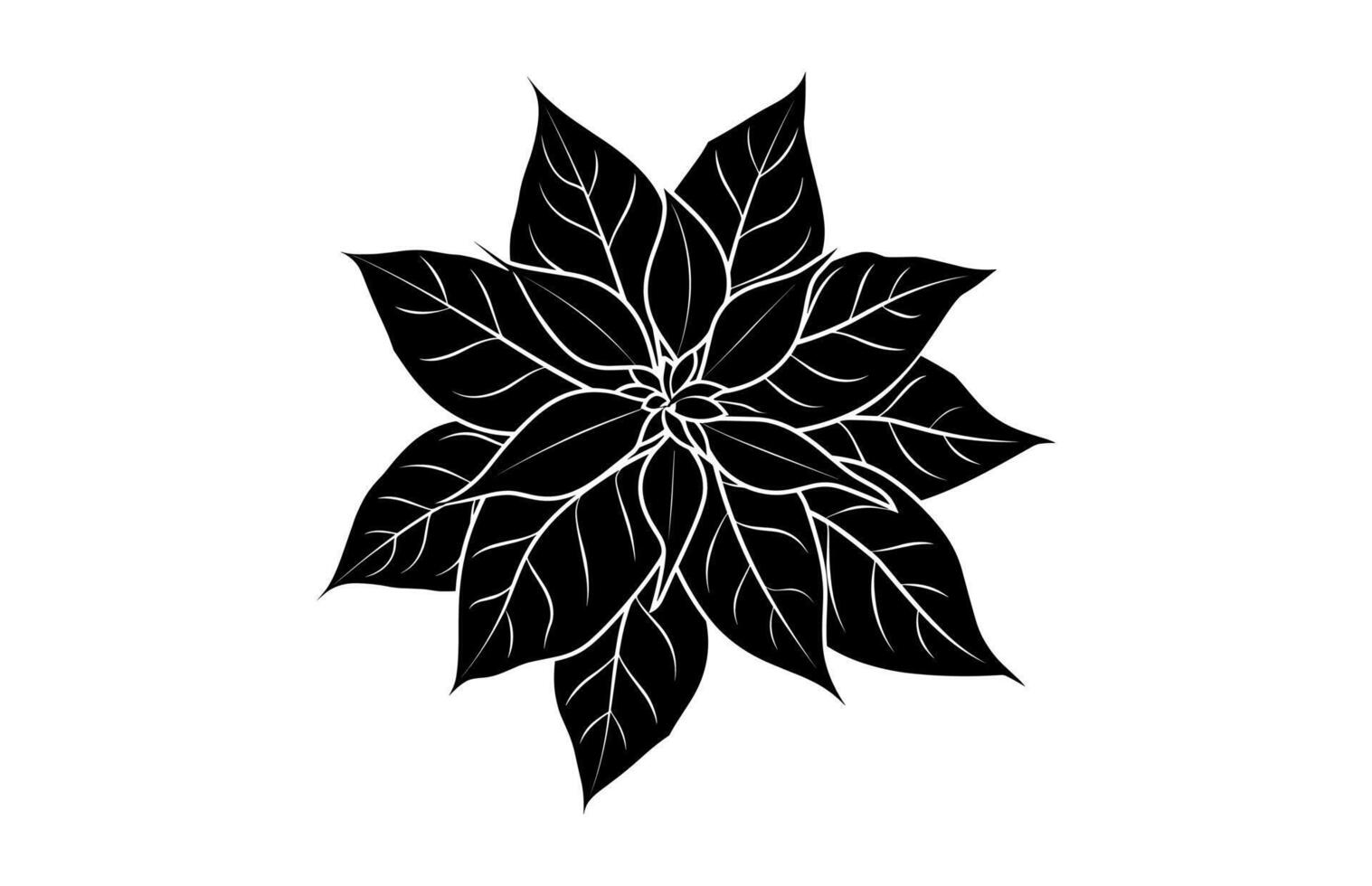 Poinsettia Black Silhouette Clipart vector